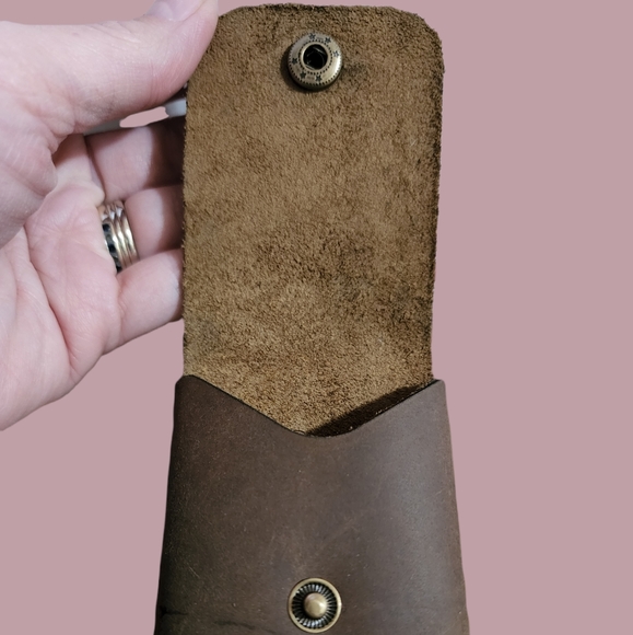 Handmade Genuine Leather Small Card/Money Holder - Picture 2 of 7